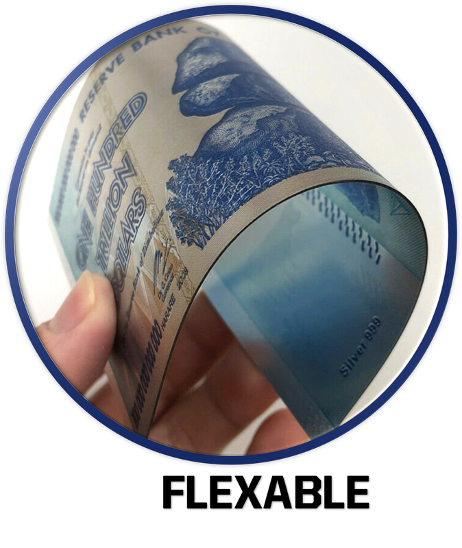 Zimbabwe 999 Silver-Plated Replica of Z$ 100 Trillion Banknote